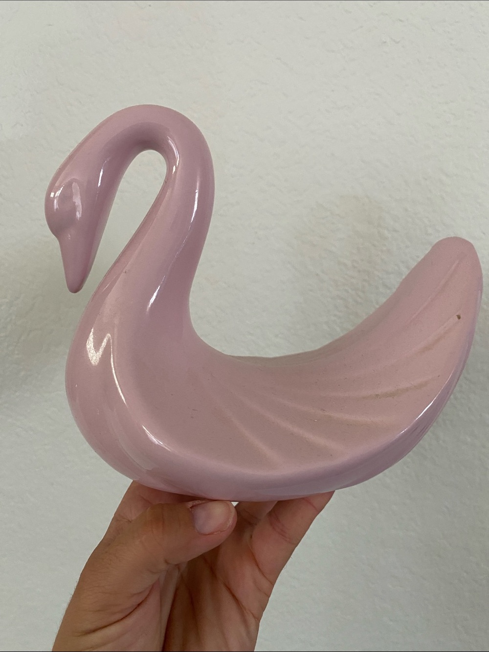 Pink Ceramic Swan Accent Figurine - Decorative Home Accent